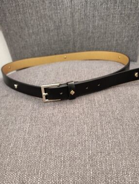 kate spade Black Leather Belt with Gold-Tone Buckle